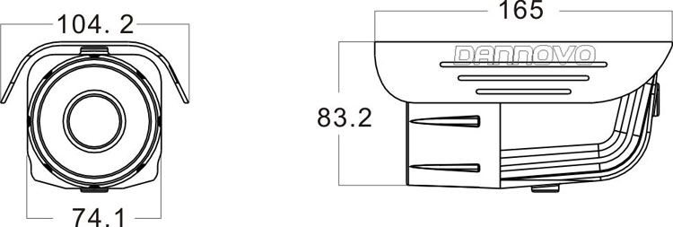 迷你戶外防水高清網(wǎng)絡(luò)攝像機(jī)，720P寬動(dòng)態(tài)低照度紅外一體化槍機(jī)尺寸圖